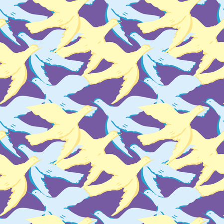 Seamless pattern with flying birds. Vector clip art.のイラスト素材