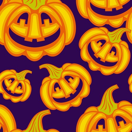 Seamless pattern with Jack O'lanterns for Halloween. Vector clip art.のイラスト素材