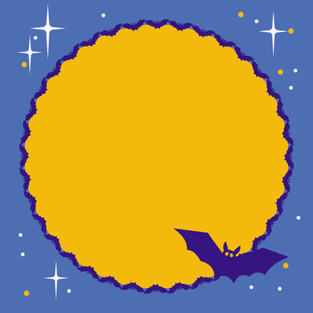 Night sky with stars, clouds and silhouettes of flying bats. Original background for greeting cards, invitations, prints.のイラスト素材