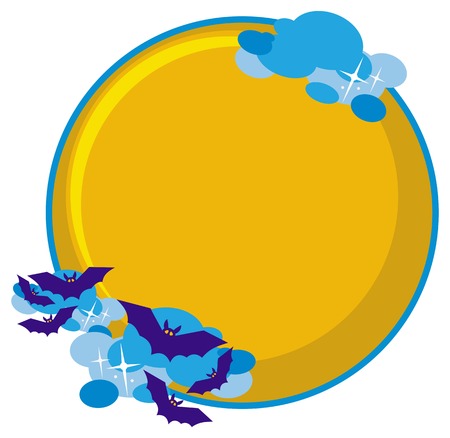 Night sky with stars, clouds and silhouettes of flying bats. Original background for greeting cards, invitations, prints.のイラスト素材