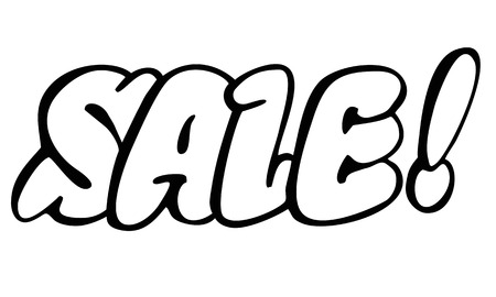 Original custom hand lettering "Sale!". Design element for advertisements, flyer, print and web banners.のイラスト素材