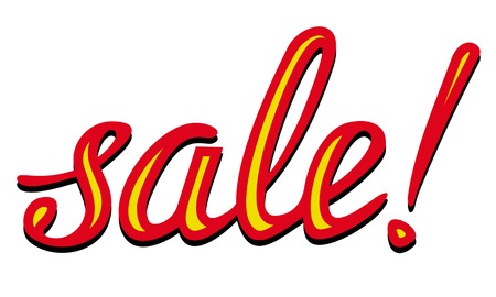 Original custom hand lettering "Sale!". Design element for advertisements, flyer, print and web banners.のイラスト素材