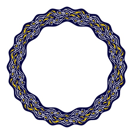 Ornamental round frame with east motive. Design element for advertisements, flyer, web, wedding and other invitations or greeting cards. Vector clip art.のイラスト素材