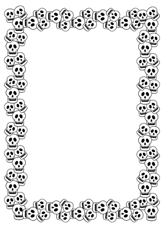 Black and white frame with skull. Vector clip art.のイラスト素材