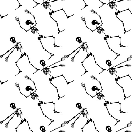 Seamless pattern with skeleton silhouette. Vector clip art.のイラスト素材