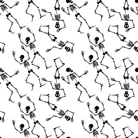 Seamless pattern with skeleton silhouette. Vector clip art.のイラスト素材
