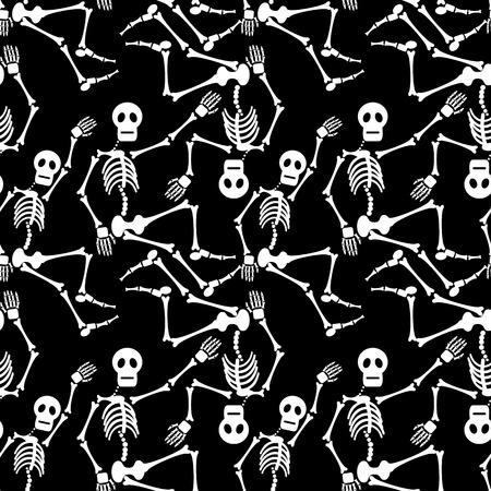 Seamless pattern with skeleton silhouette. Vector clip art.のイラスト素材