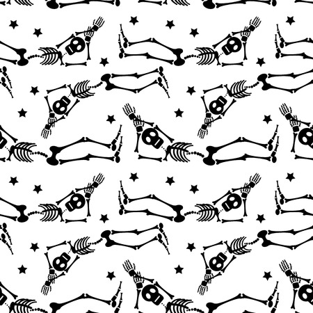 Seamless pattern with skeleton silhouette. Vector clip art.のイラスト素材