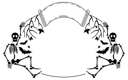 Round frame with skeleton. Vector clip art.のイラスト素材