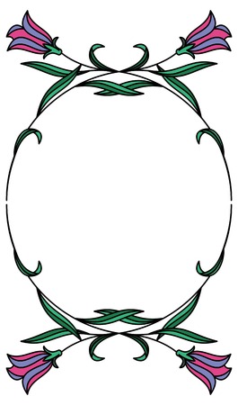Color round frame with bluebells. Vector clip art.のイラスト素材