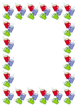 Frame with cups. Vector clip art.のイラスト素材