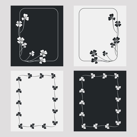 Set of silhouette vertical frames. Design element for banners, labels, prints, posters, web, presentation, invitations, weddings, greeting cards, albums. Vector clip art.のイラスト素材