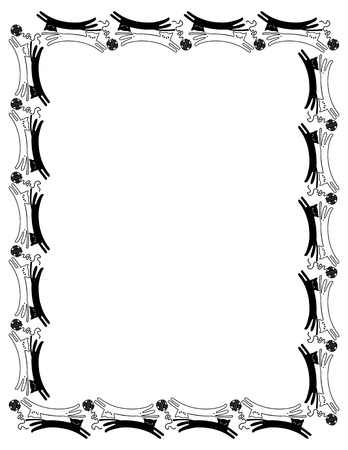 Vertical frame with black cats silhouettes. Vector clip art.のイラスト素材