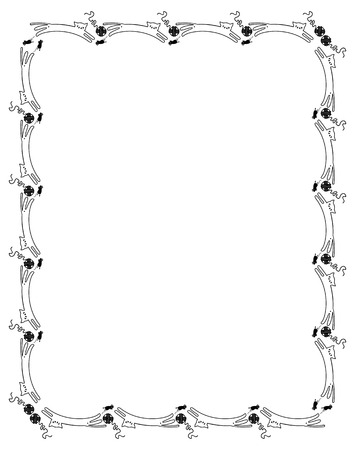 Vertical frame with mice and cat contour. Vector clip art.のイラスト素材