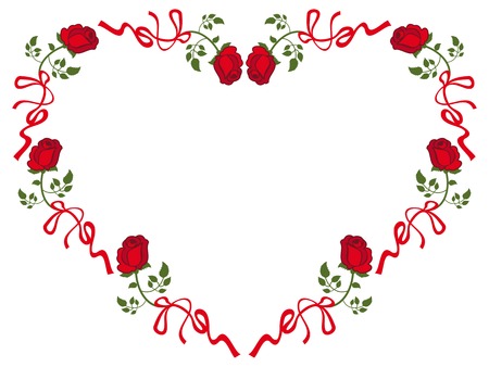 Round frame with red roses. Vector clip art.のイラスト素材