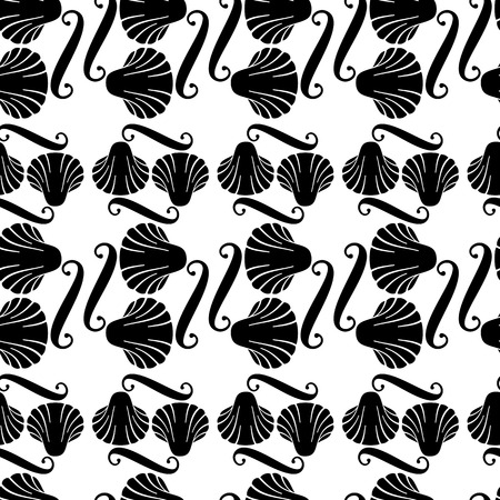 Seamless pattern with decorative shells. Vector clip art.のイラスト素材