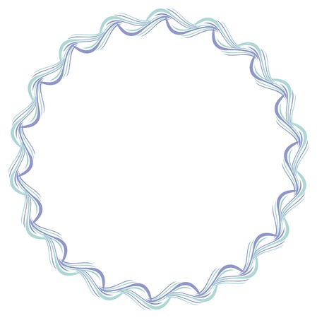 Decorative vector frame with empty space for text or picture. Blue round frame suitable for different greeting cards, invitations, backgrounds, prints, winter decorations.のイラスト素材