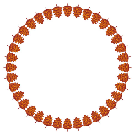 Round frame with decorative cones. Vector clip art.のイラスト素材
