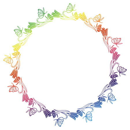 Color round flower frame. Copy space. Raster clip art.の写真素材