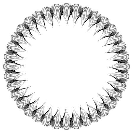 Black and white abstract round frame. Copy space. Guilloche border for certificate or diploma, isolated. Vector clip art.のイラスト素材