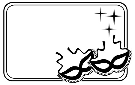 Silhouette  horizontal frame with carnival masks. Copy space. Vector clip art.のイラスト素材