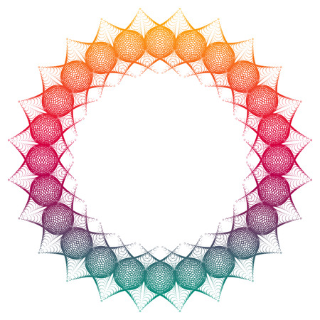 Gradient color abstract round frame. Copy space. Guilloche border for certificate or diploma, isolated. Raster clip art.の写真素材