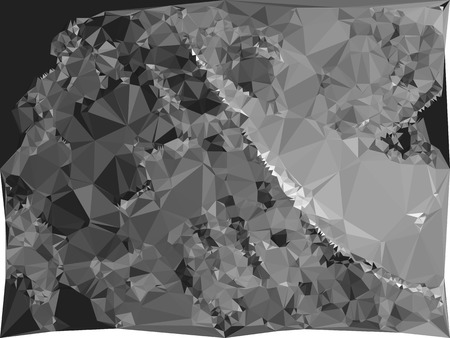 Abstract monochrome mosaic backdrop. Geometric low polygonal background. Design element for posters, business cards, presentations layouts, showcases. Vector clip art.のイラスト素材