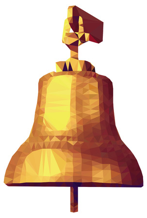 Bronze Ship's bell. Nautical equipment. Vector clip art.のイラスト素材