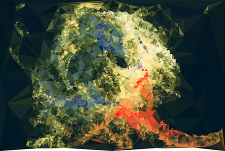 Abstract multicolor mosaic backdrop. Geometric low polygonal background. Design element for book covers, presentations layouts, title backgrounds. Vector clip art.のイラスト素材