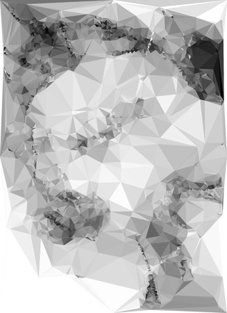 Abstract monochrome mosaic backdrop. Geometric low polygonal background. Design element for posters, business cards, presentations layouts, showcases. Raster clip art.の写真素材