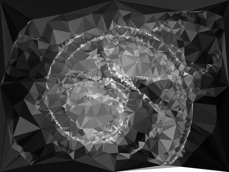 Abstract monochrome mosaic backdrop. Geometric low polygonal background. Design element for posters, business cards, presentations layouts, showcases. Vector clip art.のイラスト素材