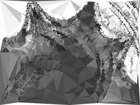 Abstract monochrome mosaic backdrop. Geometric low polygonal background. Design element for posters, business cards, presentations layouts, showcases. Vector clip art.のイラスト素材