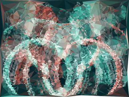 Abstract multicolor mosaic backdrop. Geometric low polygonal background. Design element for book covers, presentations layouts, title backgrounds. Vector clip art.のイラスト素材