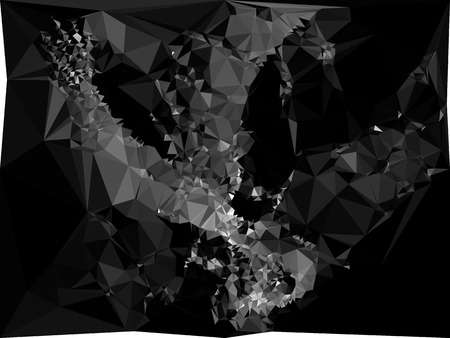 Abstract monochrome mosaic backdrop. Geometric low polygonal background. Design element for posters, business cards, presentations layouts, showcases. Vector clip art.のイラスト素材