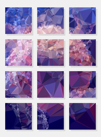 Set of square banners with abstract triangular pattern. Background for label, tag, poster, headline, ad, message, quote design, web pages. Vector clip art.のイラスト素材