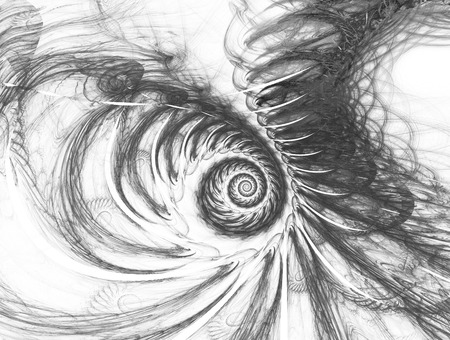 Grayscale fractal background can be used as an alpha channel for video and design projects. Digital collage.の写真素材