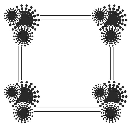 Picture frame vector, black and white silhouette square background with floral ornament with Ornament for laser engravingのイラスト素材