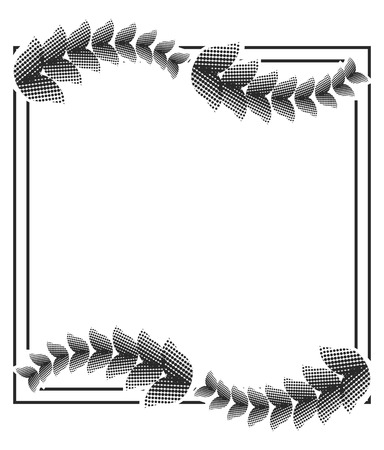 Picture frame vector, black and white silhouette square background with floral ornament with Ornament for laser engravingのイラスト素材