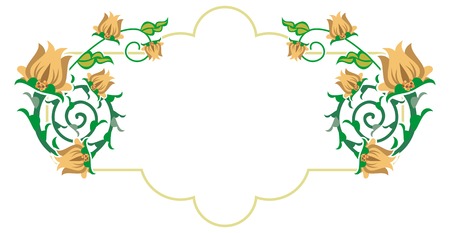 Decorative label with abstract flowers. Vector clip art.のイラスト素材
