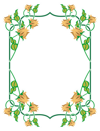 Decorative label with abstract flowers. Vector clip art.のイラスト素材