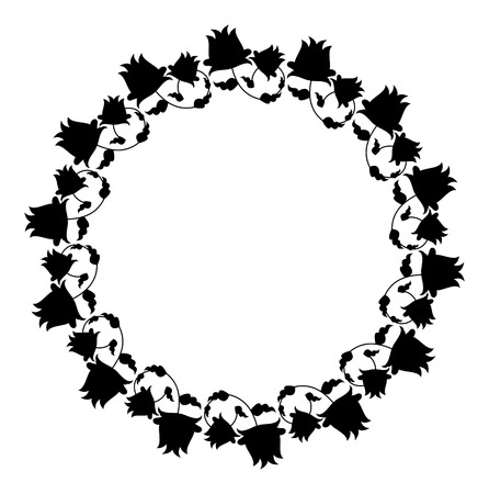 Black and white silhouette floral frame. Vector clip artのイラスト素材