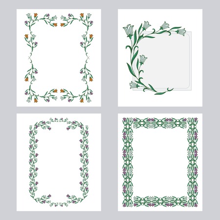 Set of color floral vertical frames. Design element for banners, labels, prints, posters, web, presentation, invitations, weddings, greeting cards, albums.Vector clip art.のイラスト素材