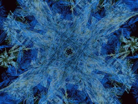 Blue color toned monochrome abstract fractal illustration. Design element for book covers, presentations layouts, title and page backgrounds.Raster clip art.の写真素材