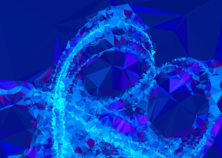 Geometric low polygonal background. Abstract mosaic backdrop in blue color. Design element for book covers, presentations layouts, title backgrounds. Vector clip art.のイラスト素材