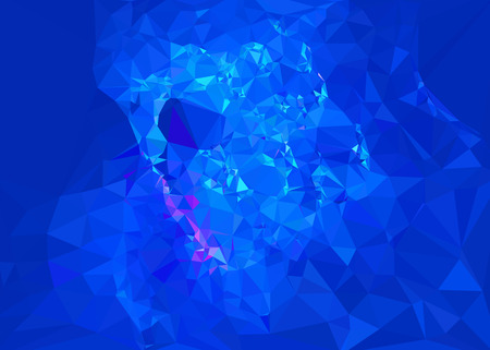 Geometric low polygonal background. Abstract mosaic backdrop in blue color. Design element for book covers, presentations layouts, title backgrounds. Vector clip art.のイラスト素材