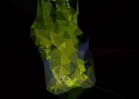 Geometric low polygonal background. Abstract mosaic backdrop in green color. Design element for book covers, presentations layouts, title backgrounds. Vector clip art.のイラスト素材