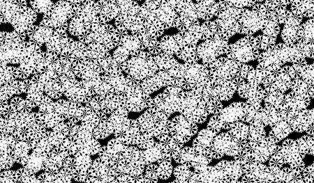Abstract winter black and white background with snowflakes. Design element for brochure, advertisements, flyer, web and other graphic designer works. Vector clip art.のイラスト素材