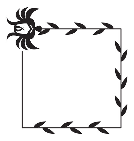 Black and white silhouette floral square frame. Ornament for laser engraving Vector clip art.のイラスト素材
