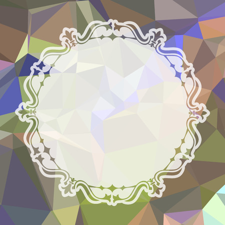 Round frame on a square mosaic background. Copy space. Vector clip art.のイラスト素材