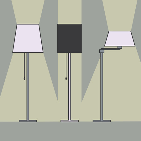 Three styles of floor lamps. Vector clip art.のイラスト素材